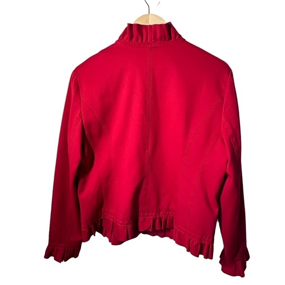INC International Concepts Women's Red Ruffle Zip Up Jacket Size XL - Picture 2 of 10